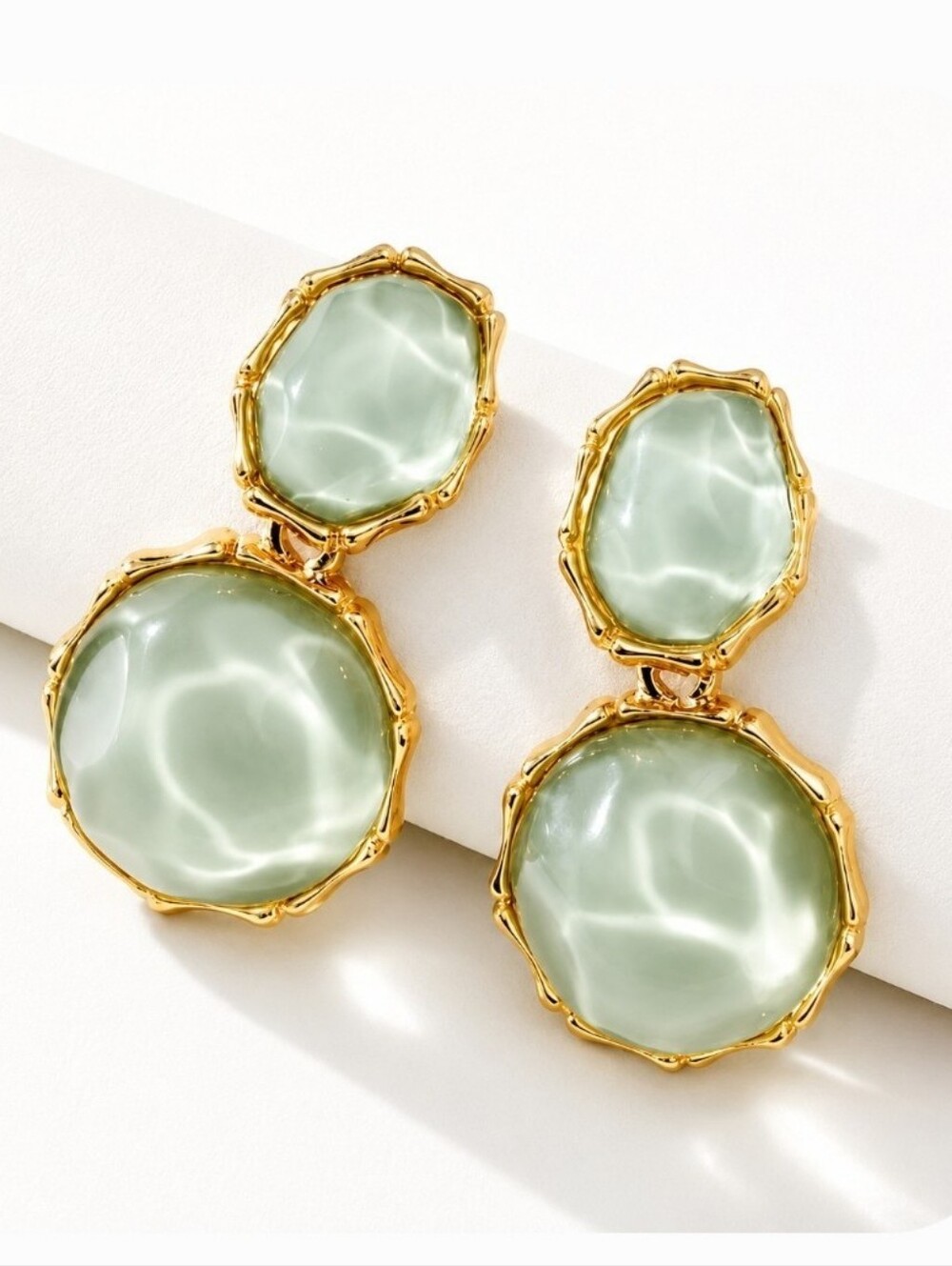 Ocean Green Circular Drop Earrings